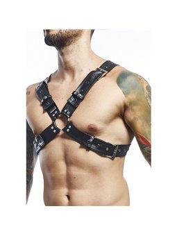 Mob Dungeon Harness Belts Cross - Men's Black Leather Harness