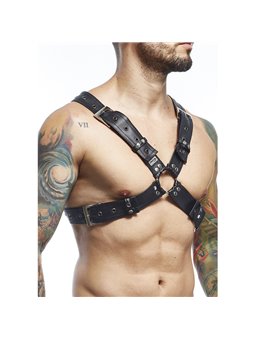 Mob Dungeon Harness Belts Cross - Men's Black Leather Harness