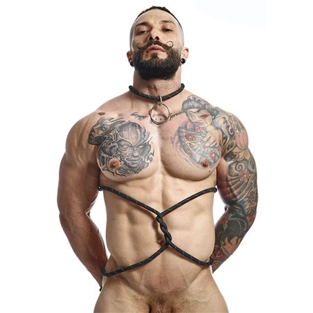 Mob Dungeon - Black Rope Harness with Phallic Ring