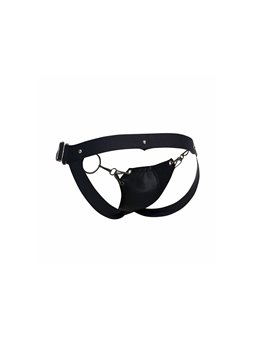 Mob Dungeon Snap Jokstrap - Vegan Leather Black Jockstrap