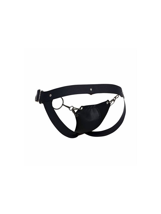 Mob Dungeon Snap Jokstrap - Vegan Leather Black Jockstrap