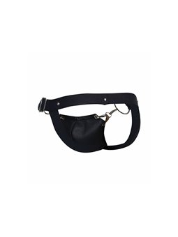 Mob Dungeon Snap Jokstrap - Vegan Leather Black Jockstrap