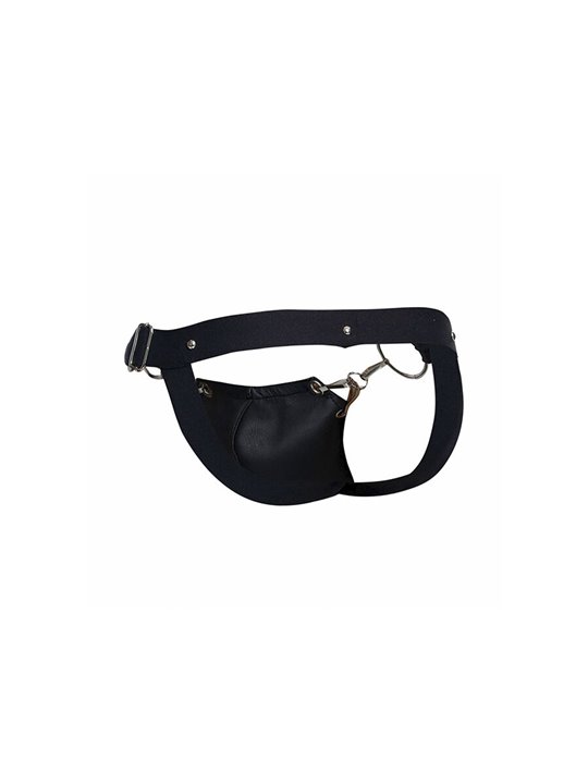 Mob Dungeon Snap Jokstrap - Vegan Leather Black Jockstrap