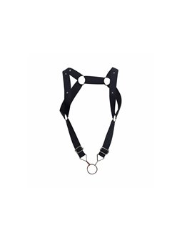 Mob Dungeon Straight Back - Black Leather Harness with Phallic Ring