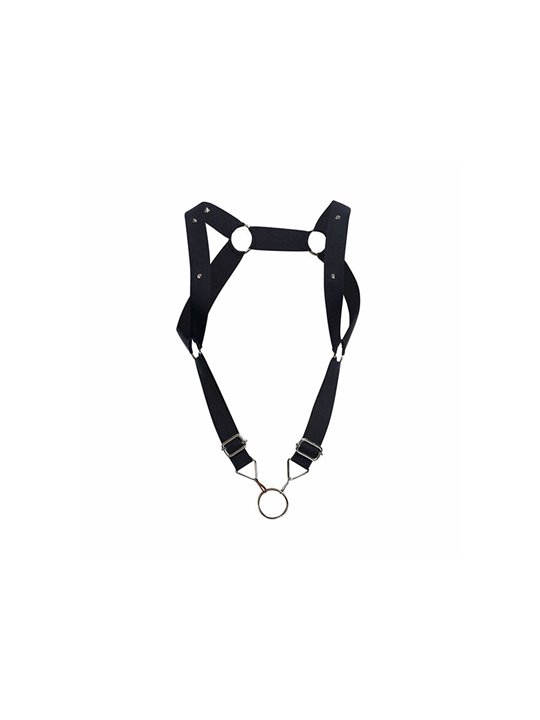 Mob Dungeon Straight Back - Black Leather Harness with Phallic Ring