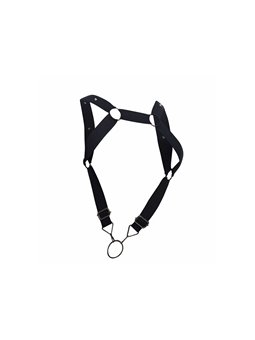 Mob Dungeon Straight Back - Black Leather Harness with Phallic Ring
