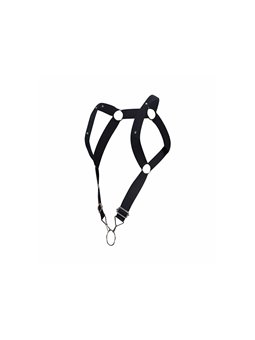 Mob Dungeon Straight Back - Black Leather Harness with Phallic Ring