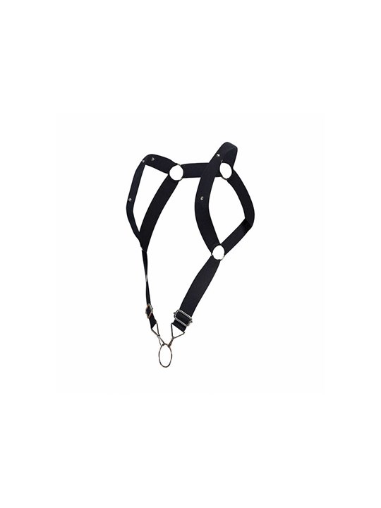 Mob Dungeon Straight Back - Black Leather Harness with Phallic Ring