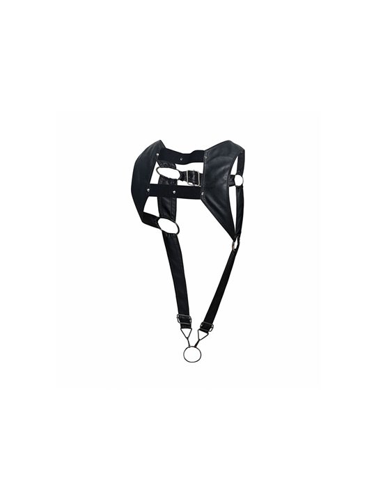 Mob Dngeon - Imbracatura in Pelle Vegana Nera con Anello Fallico