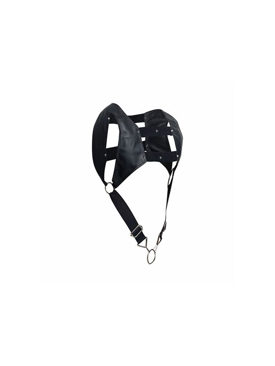 Mob Dngeon - Imbracatura in Pelle Vegana Nera con Anello Fallico
