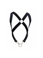 Mob Dungeon - Black Cross Leather Harness with Phallic Ring One Size