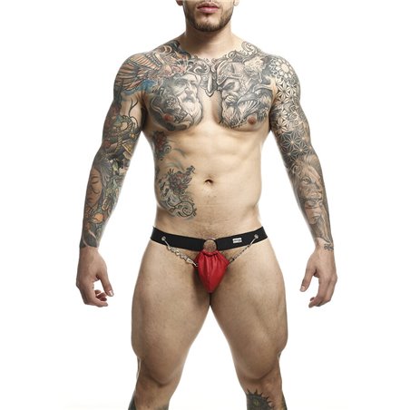 Mob Dungeon Jockstrap - Red Vegan Leather Jockstrap with Chains