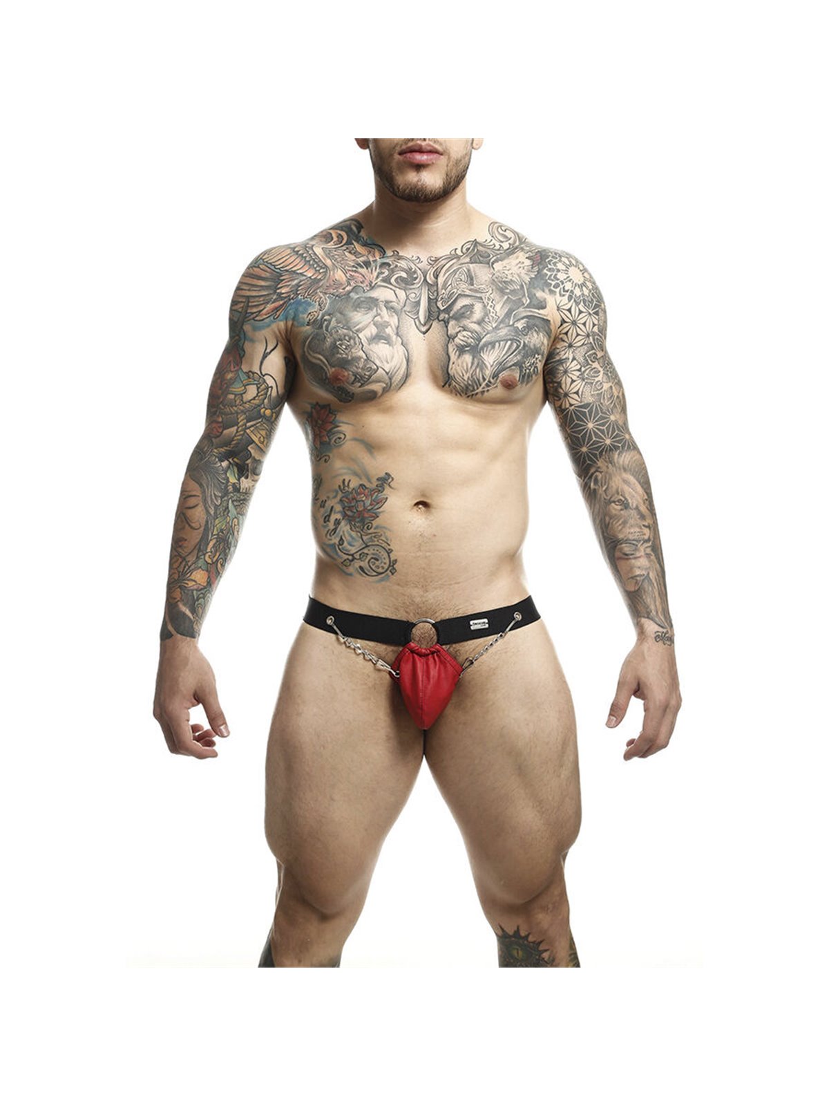 Mob Dungeon Jockstrap - Red Vegan Leather Jockstrap with Chains