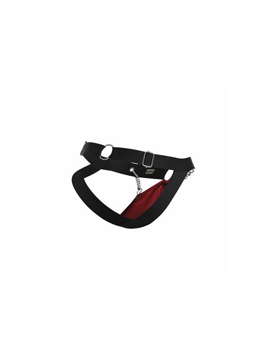 Mob Dungeon Jockstrap - Red Vegan Leather Jockstrap with Chains