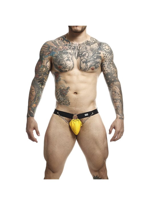 Mob Dngeon Jockstrap - Sospensorio in Pelle Vegana Gialla con Catene