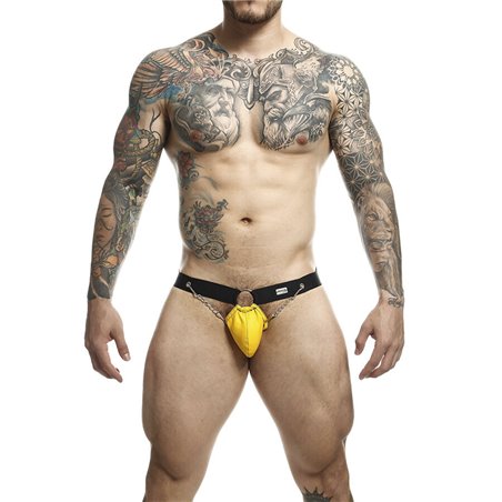 Mob Dngeon Jockstrap - Sospensorio in Pelle Vegana Gialla con Catene