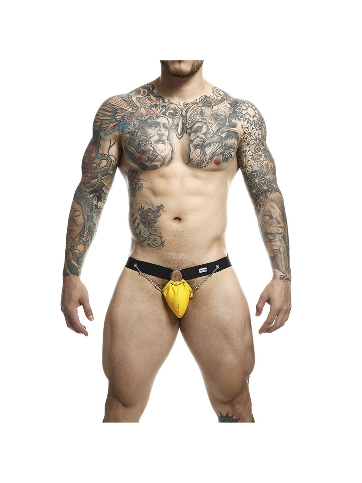 Mob Dungeon Jockstrap - Yellow Vegan Leather Jockstrap with Chains