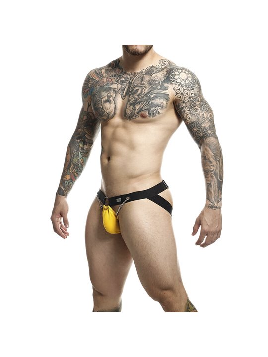 Mob Dngeon Jockstrap - Sospensorio in Pelle Vegana Gialla con Catene