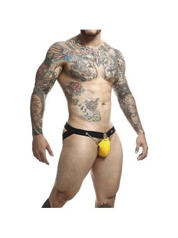 Mob Dungeon Jockstrap - Yellow Vegan Leather Jockstrap with Chains