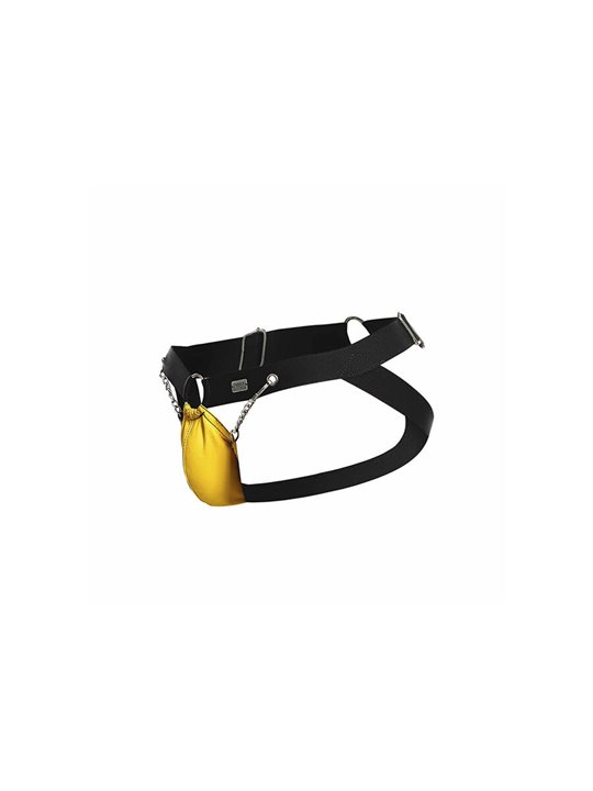 Mob Dungeon Jockstrap - Yellow Vegan Leather Jockstrap with Chains