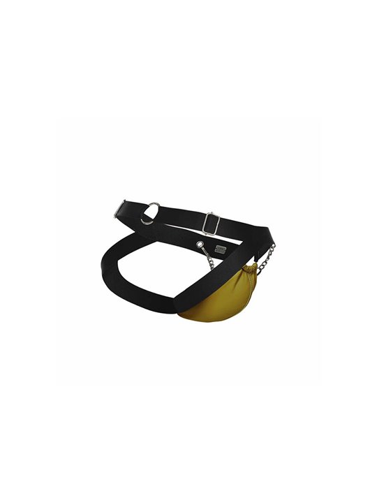 Mob Dungeon Jockstrap - Yellow Vegan Leather Jockstrap with Chains
