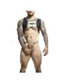 Mob Dungeon - Gold Leather Harness with Phallic Ring One Size