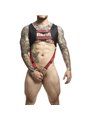 Mob Dungeon - Red Leather Harness with Phallic Ring One Size