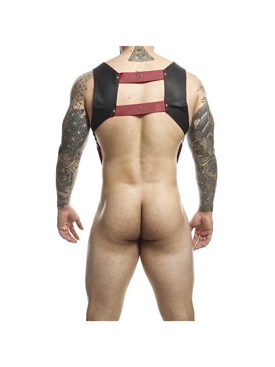 Mob Dungeon - Red Leather Harness with Phallic Ring One Size