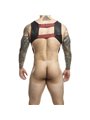 Mob Dungeon - Red Leather Harness with Phallic Ring One Size