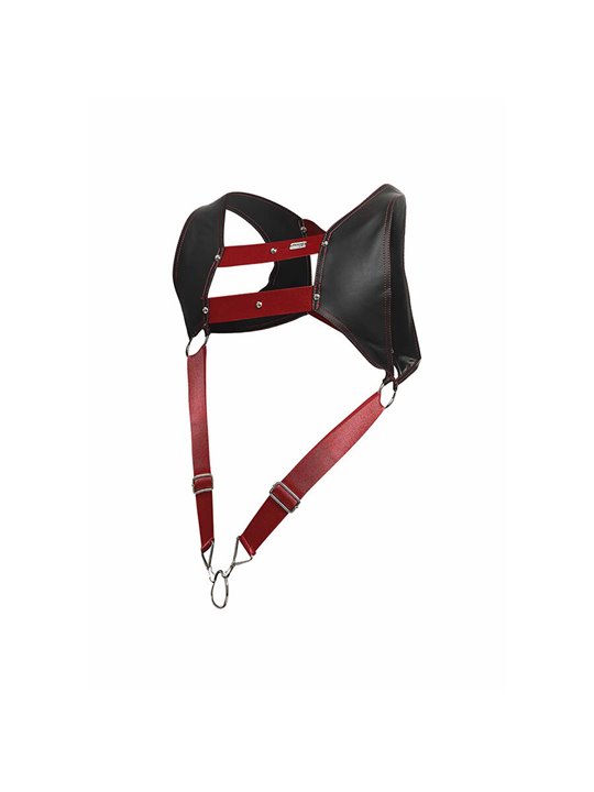 Mob Dungeon - Red Leather Harness with Phallic Ring One Size