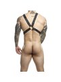 Mob Dungeon - Black Harness with Silver Chains One Size