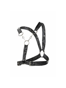 Mob Dungeon - Black Harness with Silver Chains One Size