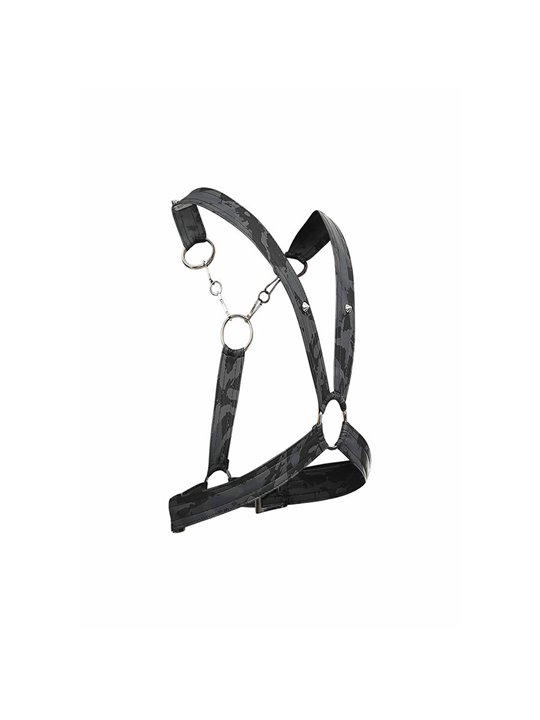 Mob Dungeon - Black Harness with Silver Chains One Size