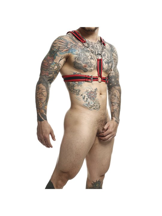 Mob Dungeon - Red Harness with Silver Chains One Size