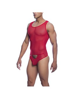 Mob Sex Mesh - Sheer Red Bodysuit for Men Size L/XL