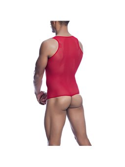 Mob Sex Mesh - Sheer Red Bodysuit for Men Size L/XL