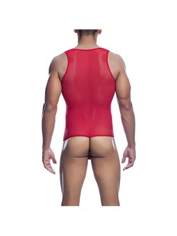 Mob Sex Mesh - Sheer Red Bodysuit for Men Size L/XL