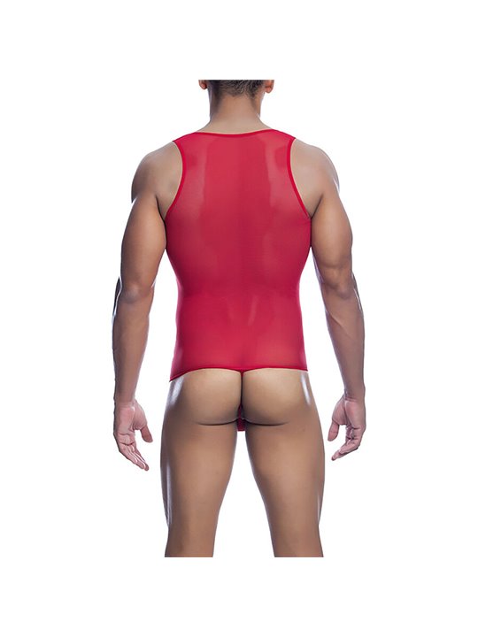 Mob Sex Mesh - Sheer Red Bodysuit for Men Size L/XL