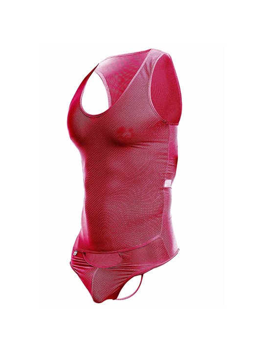 Mob Sex Mesh - Sheer Red Bodysuit for Men Size L/XL
