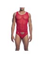 Mob Sex Mesh - Sheer Red Bodysuit for Men Size S/M