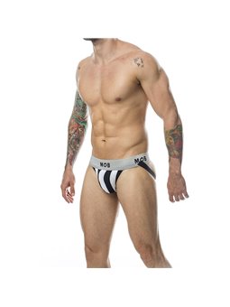 Mob Stripe Classic Jock - Black/White Striped Jockstrap Size XL