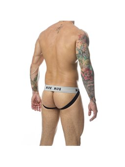 Mob Stripe Classic Jock - Black/White Striped Jockstrap Size XL