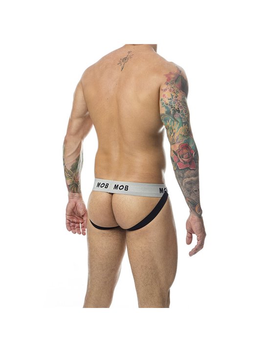 Mob Stripe Classic Jock - Black/White Striped Jockstrap Size XL