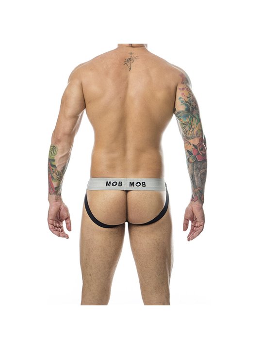 Mob Stripe Classic Jock - Black/White Striped Jockstrap Size XL