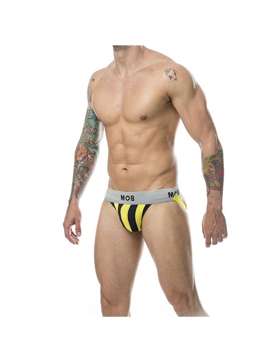 Mob Stripe Classic Jock - Yellow Jockstrap for Men Size XL