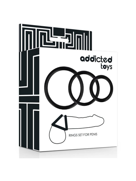 Addicted Toys - Set di 3 Anelli Fallici Neri in Silicone