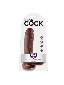 King Cock - Realistic Strap-On Dildo with Testicles 20.3 Cm Brown