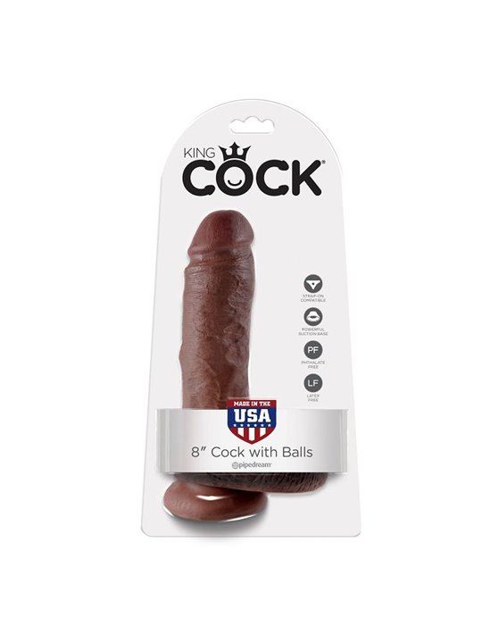 King Cock - Dildo Strap-On Realistico con Testicoli 20,3 Cm Marrone
