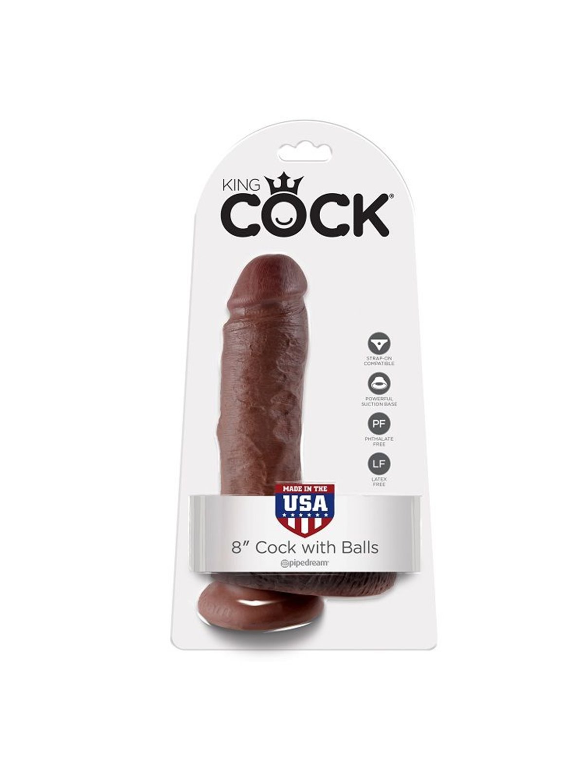 King Cock - Realistic Strap-On Dildo with Testicles 20.3 Cm Brown