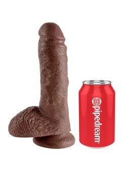 King Cock - Realistic Strap-On Dildo with Testicles 20.3 Cm Brown